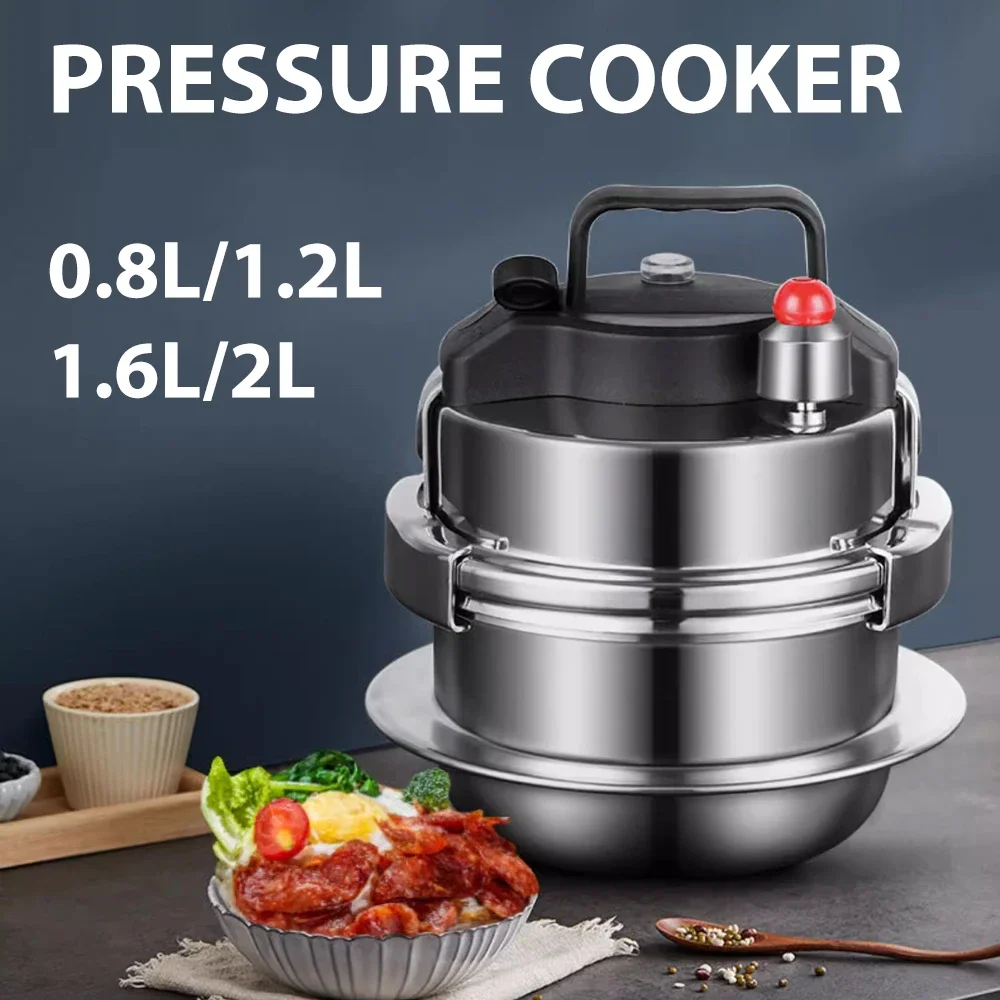 Olla a presión pequeña para acampar al aire libre de 0,8-2L, olla arrocera portátil de acero inoxidable 304 para herramienta de cocina, olla a presión