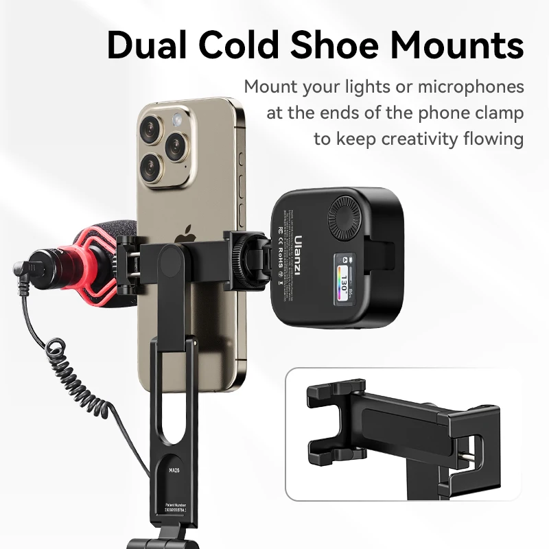 Ulanzi MA26 Mini trípode plegable de bolsillo para teléfono Vertical Horizontal expansión de disparo vídeo luz micrófono fotografía Vlog