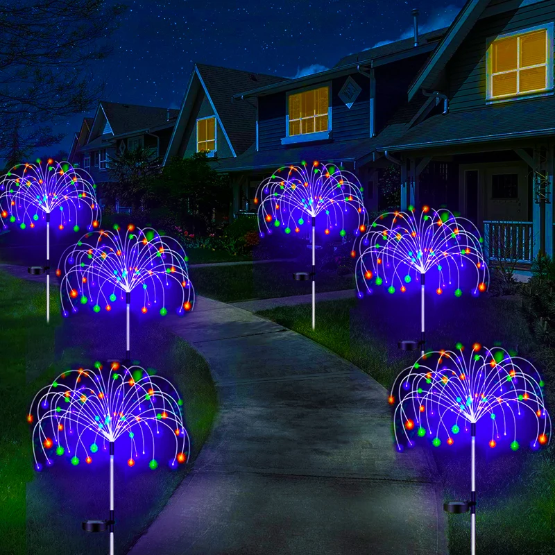 Lámpara LED Solar de fuegos artificiales para decoración de jardín al aire libre, luces de hadas impermeables para camino, Patio de Navidad, balcón, Patio, luz Solar para césped
