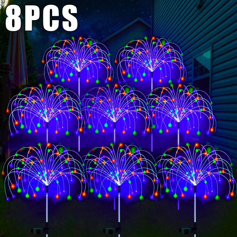 Lámpara LED Solar de fuegos artificiales para decoración de jardín al aire libre, luces de hadas impermeables para camino, Patio de Navidad, balcón, Patio, luz Solar para césped