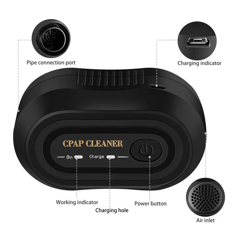 Limpiador y Esterilizador Portátil de CPAP con Ozono, Solución de Limpieza para Mascarillas y Tubos APAP BiPAP, Ionizador de Ozono
