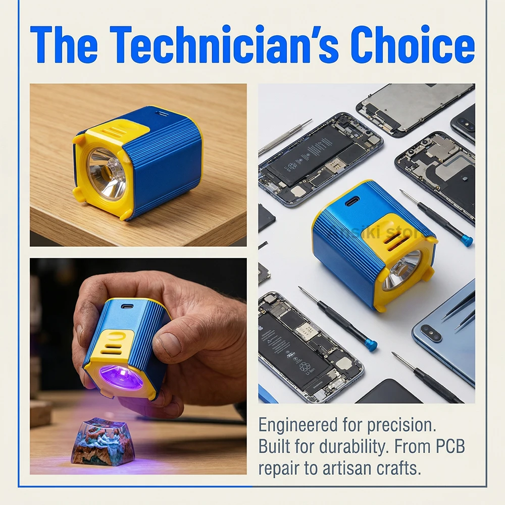 Lámpara de curado UV MECHANIC L1 Pro, luz UV portátil de doble núcleo con batería integrada de 400mAh para curado de pegamento UV/resina/tinta verde