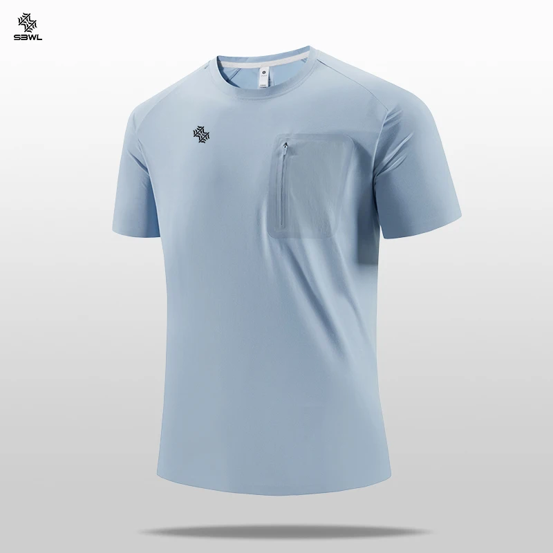 SBWL Camiseta deportiva de secado rápido para hombre, de alta calidad, para correr al aire libre, informal, para caminar, entrenar, perder peso, camisetas ligeras para Fitness