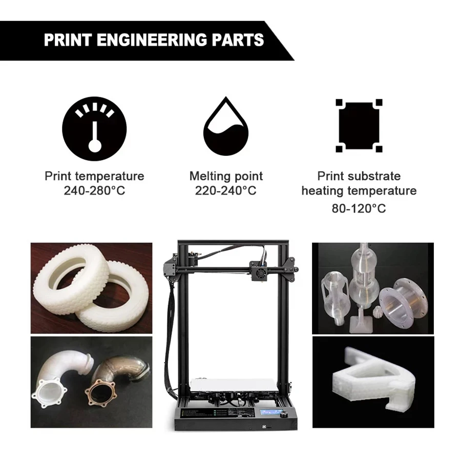 Filamento de nailon PA6, 1,75mm, 1kg, 250g, Material 3D, filamento de nailon de alta dureza, poliamida, negro, blanco, transparente, apto para la mayoría de las impresoras 3D FDM