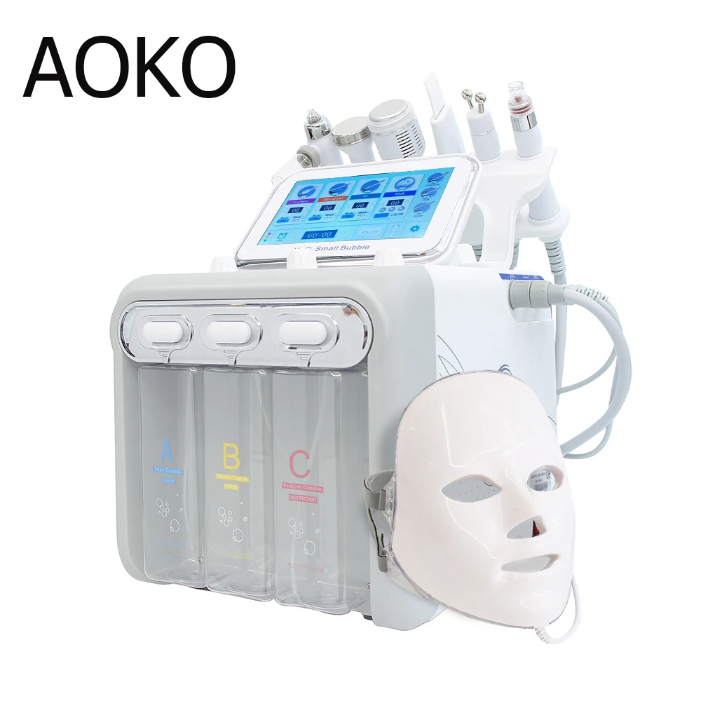 AOKO 6/7 en 1 Dermoabrasión Peel Spa Máquina Facial Rejuvenecimiento de la Piel Hydro Dermoabrasión Aqua Limpieza Profunda Dispositivo de Cuidado de la Piel