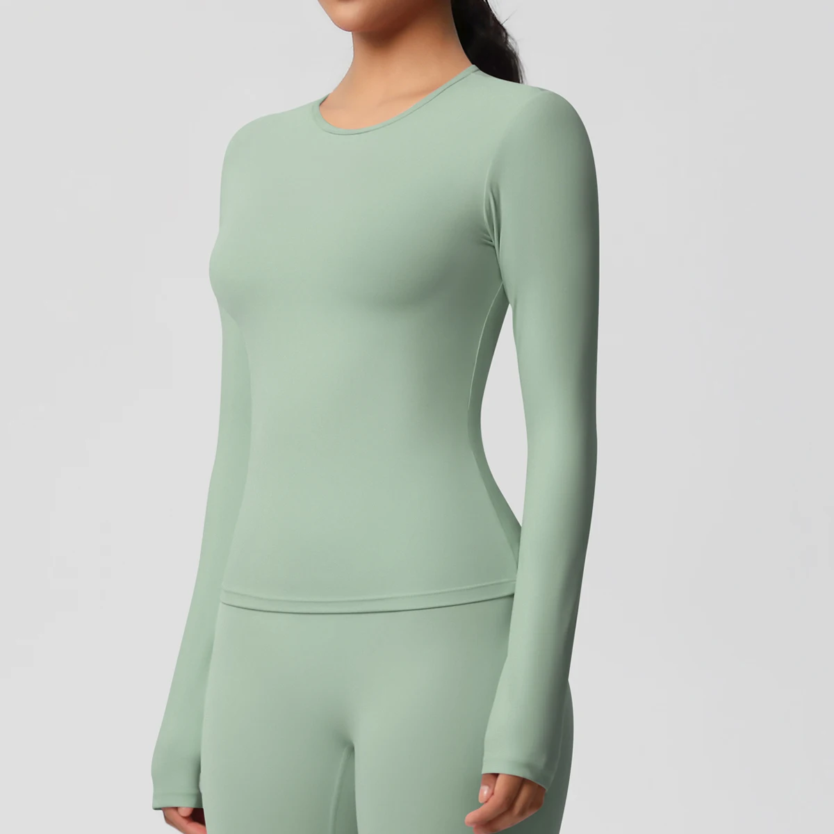 Top de entrenamiento de manga larga para gimnasio para mujer, Top informal para exteriores, Top de entrenamiento de ajuste seco, Top deportivo transpirable de alta elasticidad, Top deportivo de manga larga