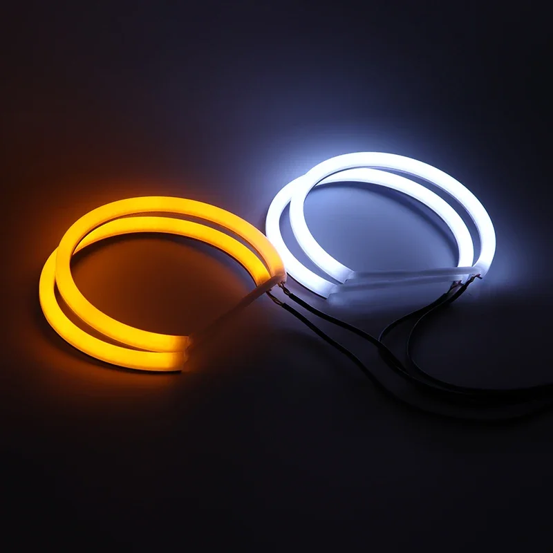 Para BMW 5 Series E39 525i 528i 530i 540i blanco amarillo doble y blanco algodón LED Angel Eyes Kit anillo luz de señal de giro DRL