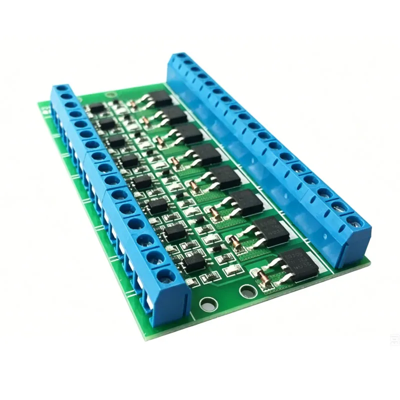 Módulo Controlador MOSFET Optoaislado de 8 Canales, DC 3.7-27V 10A por Canal, Entrada PWM 3-20V, 0-20kHz, para Amplificación de Señal PLC