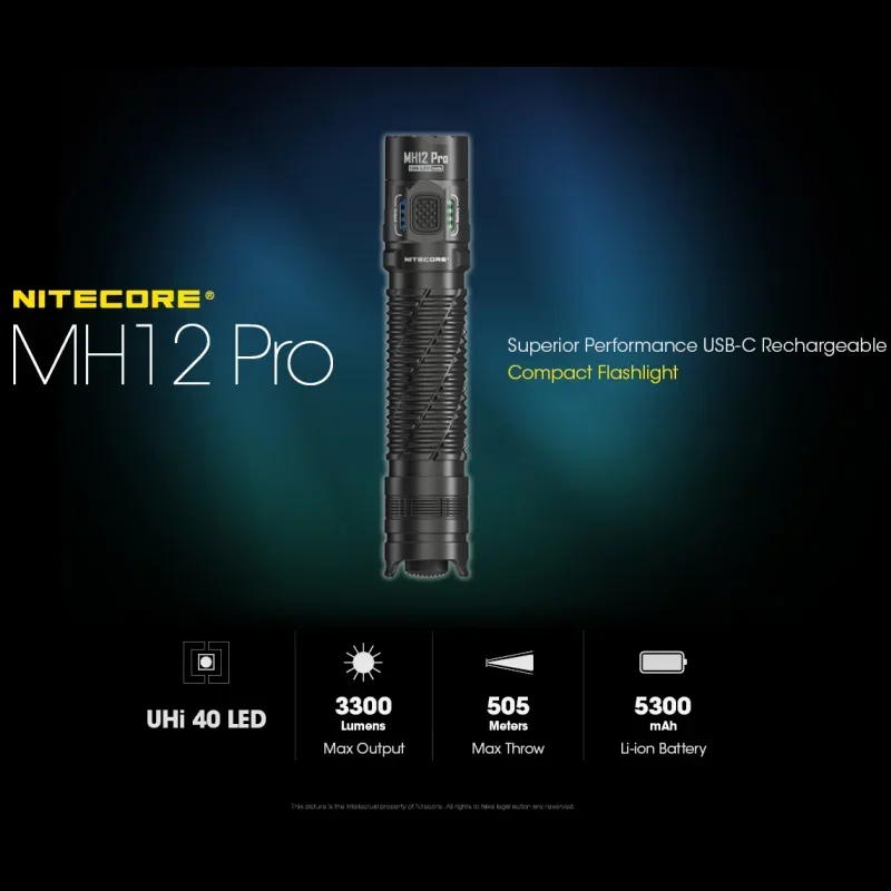 NITECORE MH12 Pro USB-C linterna compacta recargable 3300 lúmenes linterna táctica de emergencia luz de mano con NL2153HP