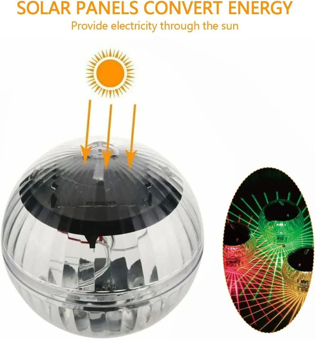 Lámpara Solar Flotante LED para Piscina, Bola con Panel Solar, Resistente al Agua, con Luz Intermitente de Colores Cambiantes para Espectáculos