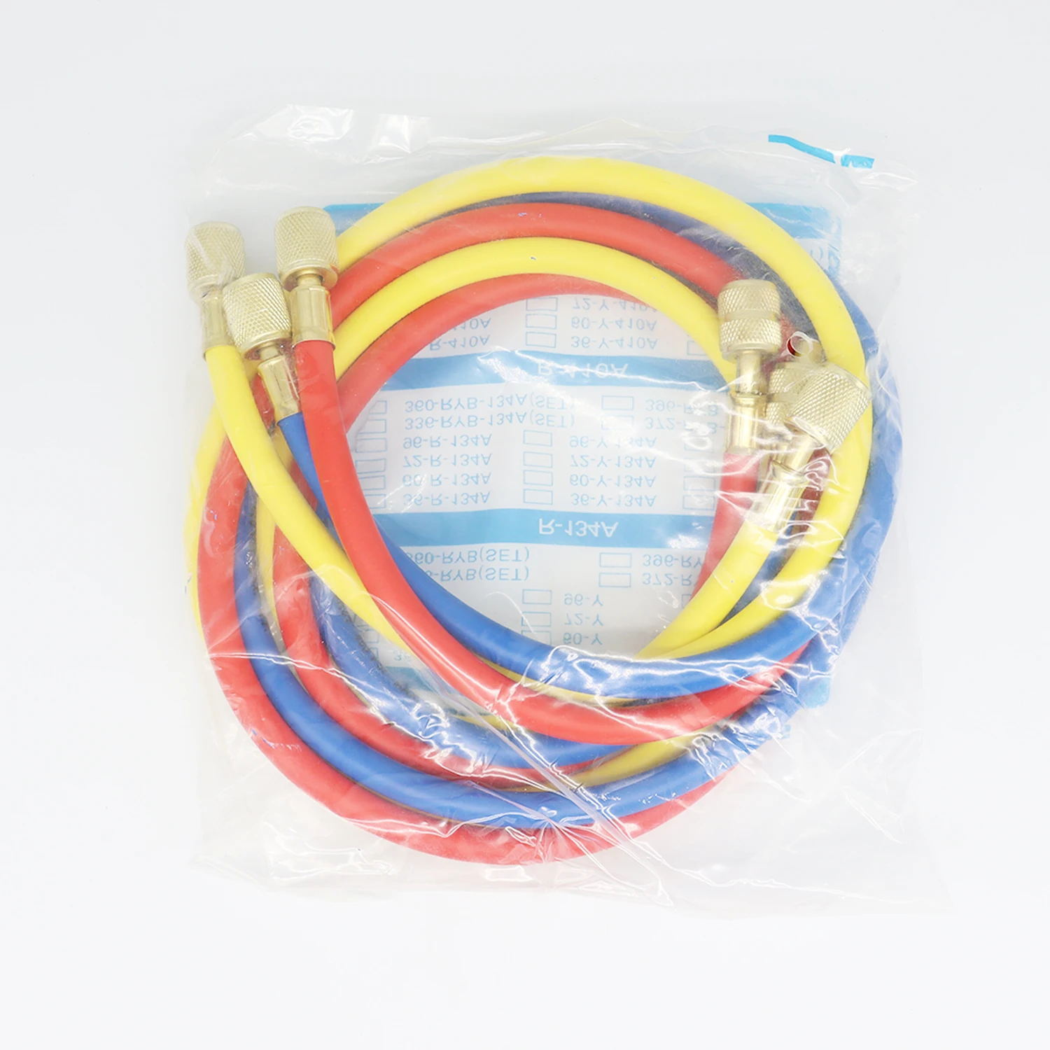 Juego de mangueras de carga de CA para refrigerante R410a, 3 colores, rosca SAE-5/16 de 1/4 ", presión de trabajo de 800-4000 PSI, compatible con R134a HVAC