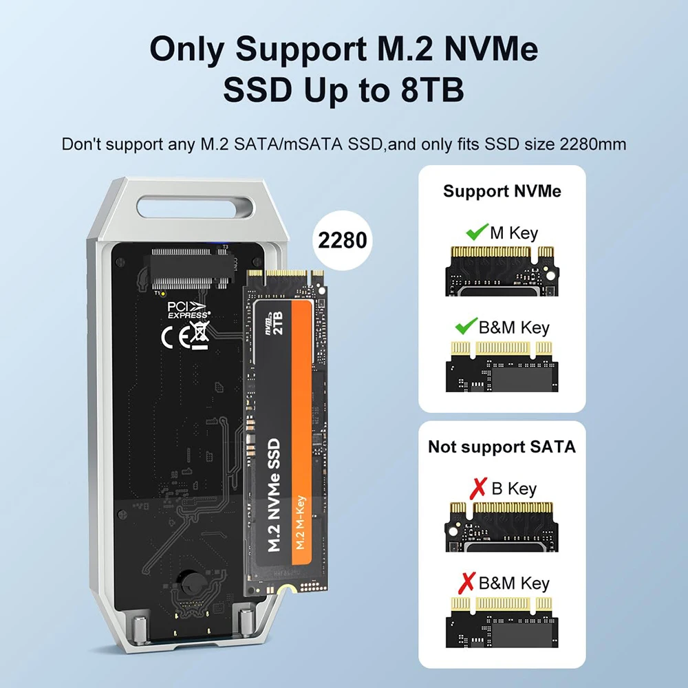 Carcasa Externa de Aluminio para SSD NVMe M.2 MAIWO USB4 de 40 Gbps, Compatible con SSD M2 Thunderbolt 4/3 Tipo-C de 8 TB para PC Portátil