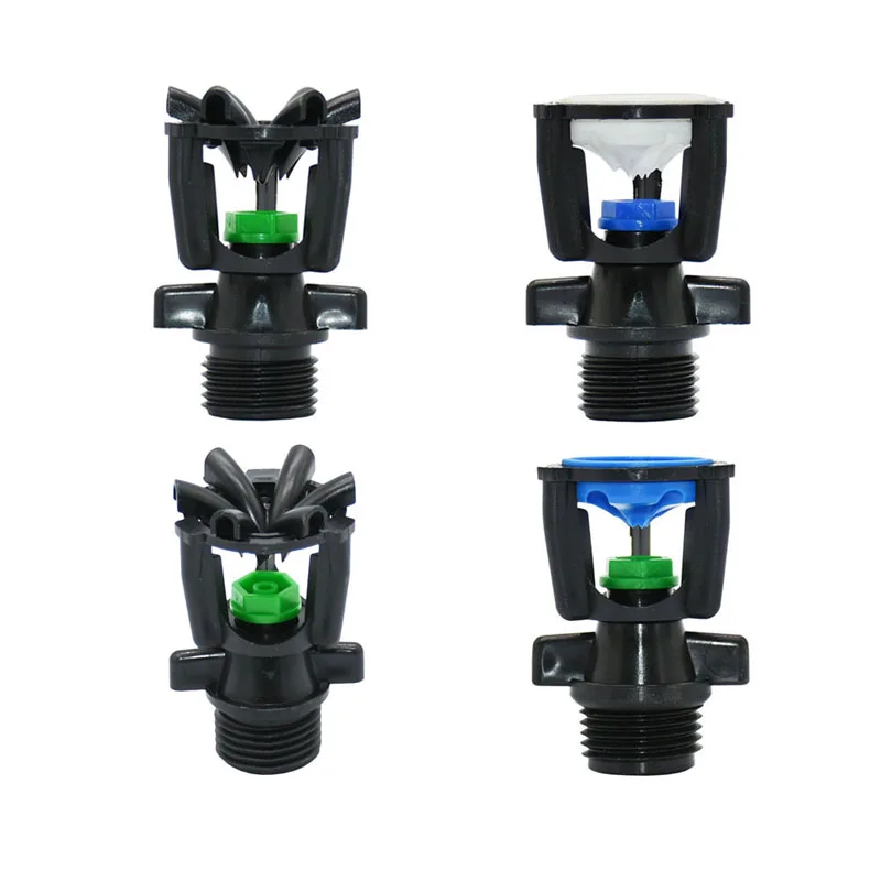 Aspersores de chorro giratorios de 360 grados, boquillas basculantes de doble salida, rosca macho de 1/2 "para riego de césped de granja y jardín