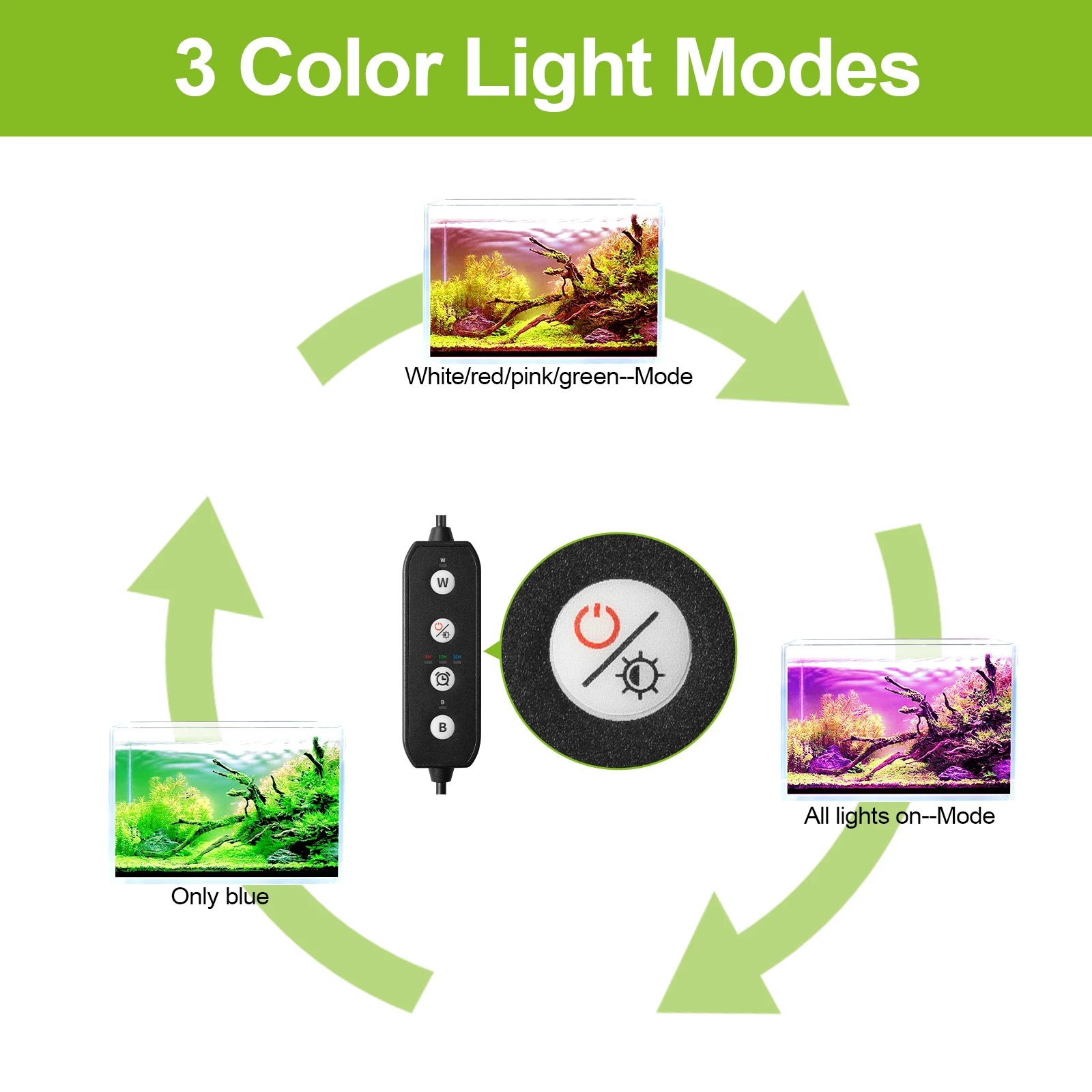 Luz LED regulable para acuario de 30-60CM pulgadas con temporizador y función de memoria de apagado, crecimiento de plantas para pecera, 100-240V