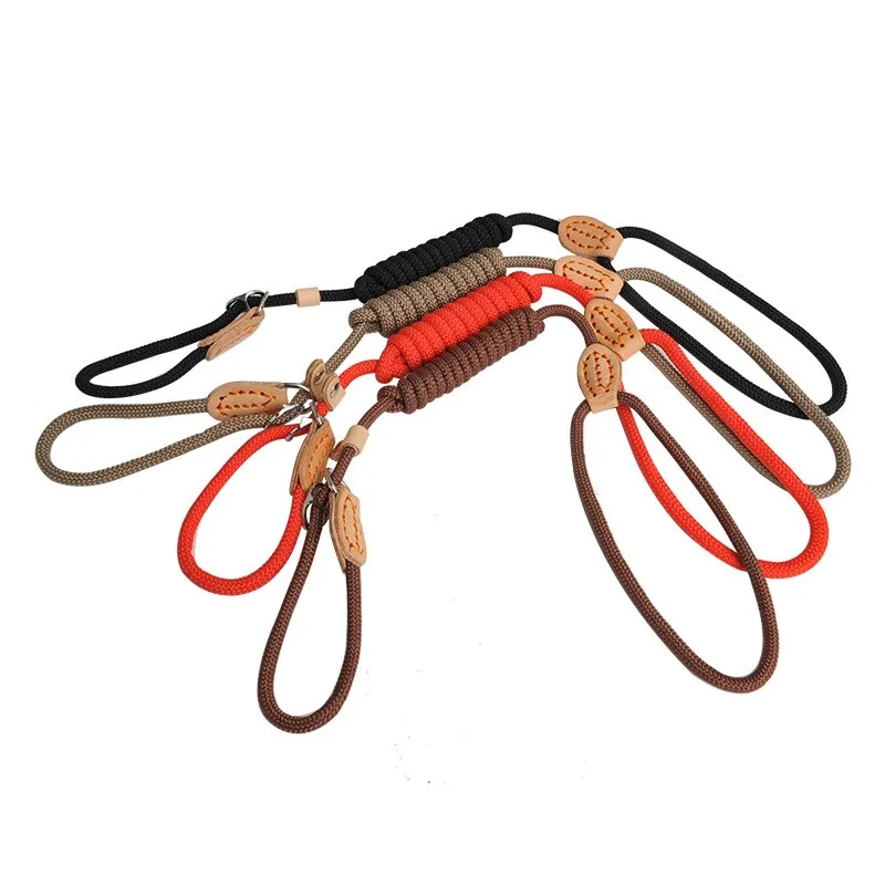 Correa antideslizante para perro, correa de plomo de alta resistencia, trenzada, Collar de lazo ajustable, correas de entrenamiento para perros medianos y grandes