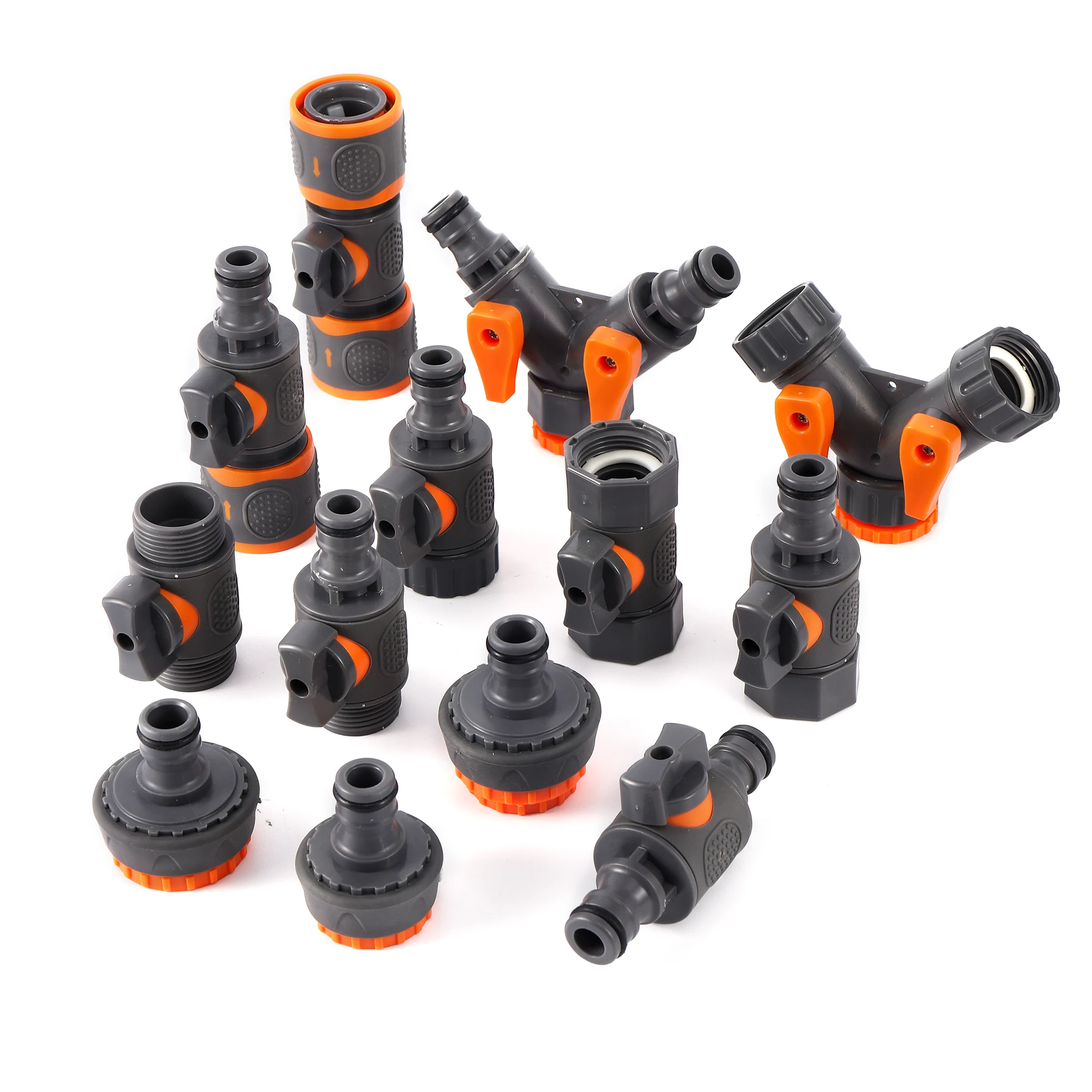 Válvula de encendido/apagado para manguera de jardín, conector rápido, adaptador de grifo macho y hembra, Kit de junta Y para aspersor de manguera de jardín, 1/2 ", 3/4", 1 ud.