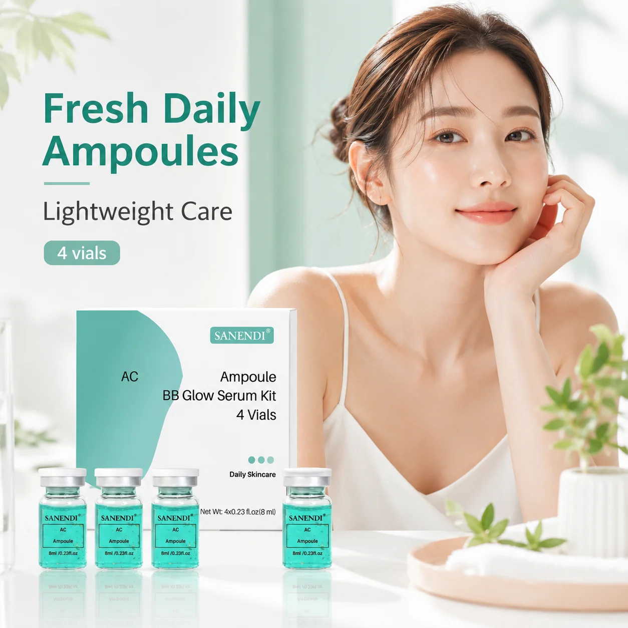 Kit Reparador para Piel con Problemas Sanendi, Suero BBGLOW Hidratante y Purificante, Cuidado Facial Diario, Ampollas Coreanas para el Cuidado de la Piel, Esencia de Salón de Belleza