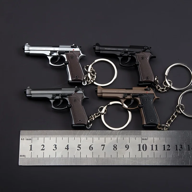 Llavero Táctico de Pistola 2026 - Modelo de Aleación 1:4 con Borlas y Cubierta Transparente, Colgante Deportivo para Bolsa, Regalo para Hombres, Mini Colgante