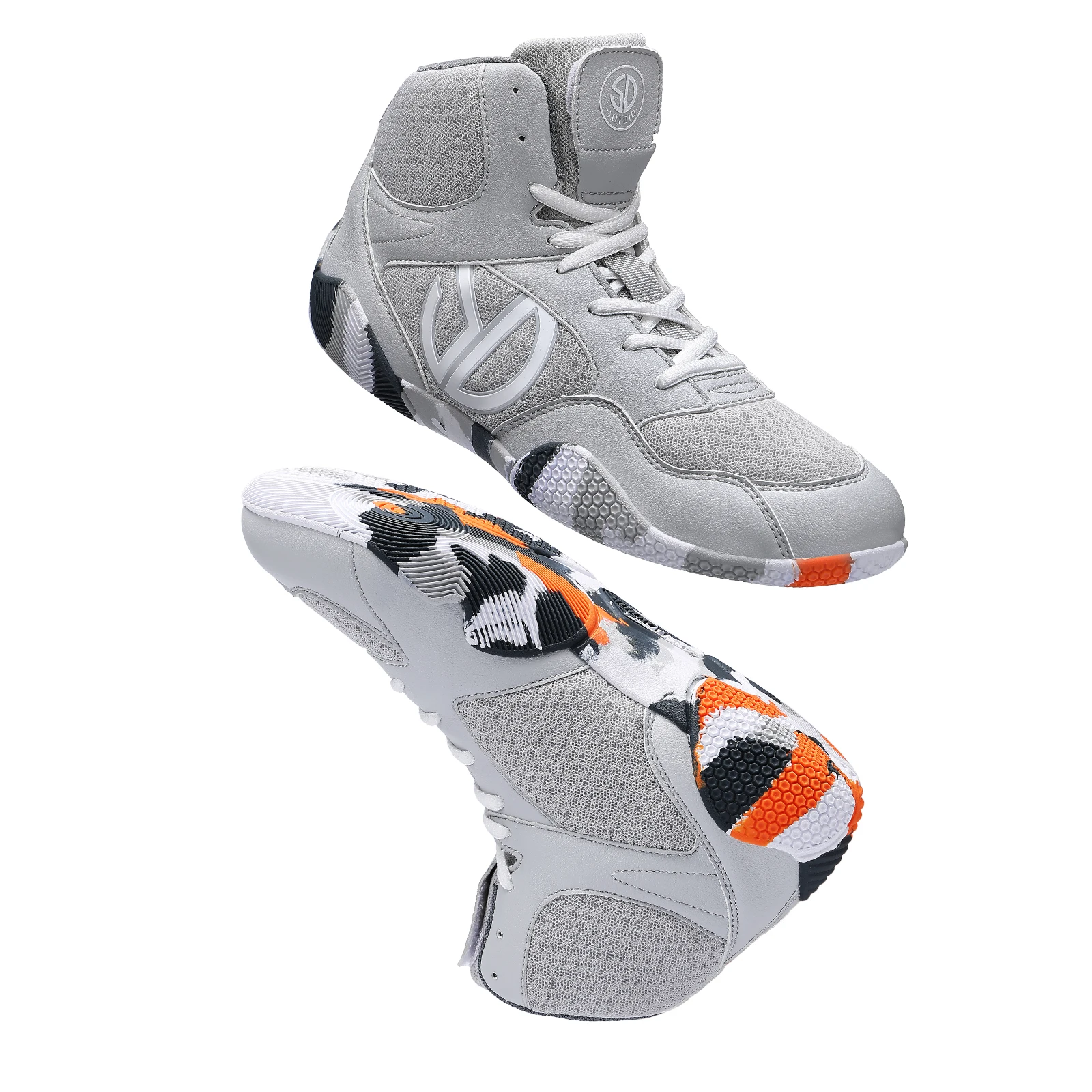 Botas de lucha profesional para hombre, zapatos de boxeo ligeros de malla transpirable, antideslizantes, resistentes al desgaste, de caña alta, talla grande