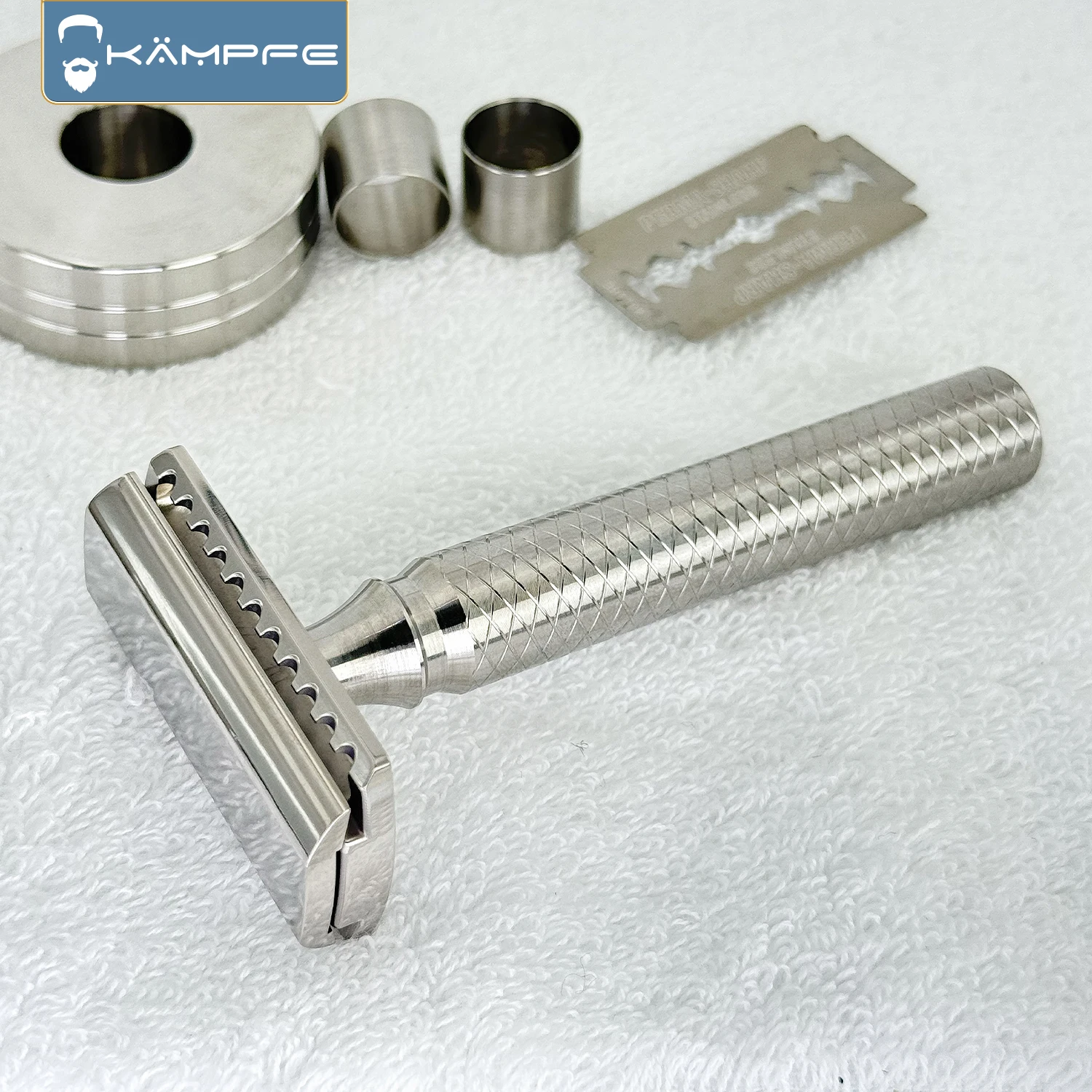 Afeitadora manual KAMPFE de seguridad, mecanizada con precisión CNC, de doble filo, de aleación de titanio para hombre, regalo para novio.