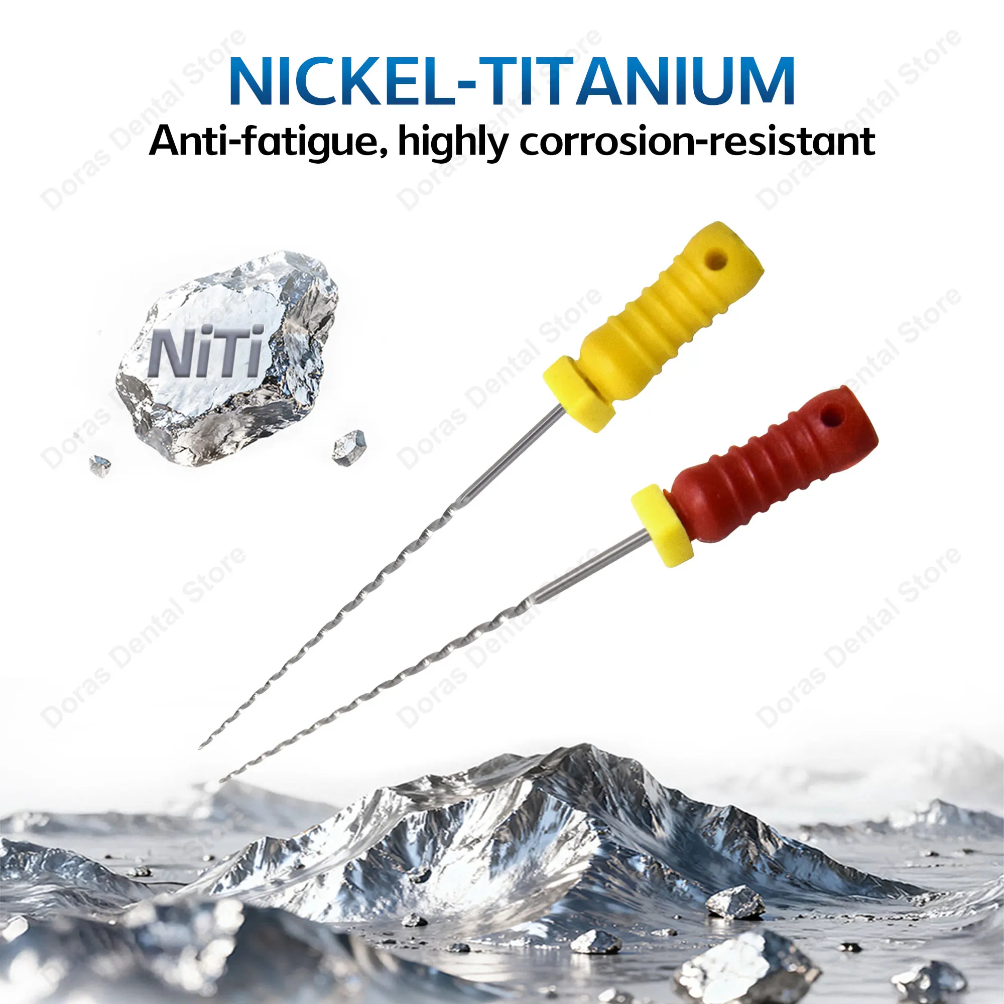 Lima endodóntica Glin NITI, instrumento dental de uso manual para el tratamiento de conductos radiculares y la preparación de los mismos, utilizado en endodoncia.