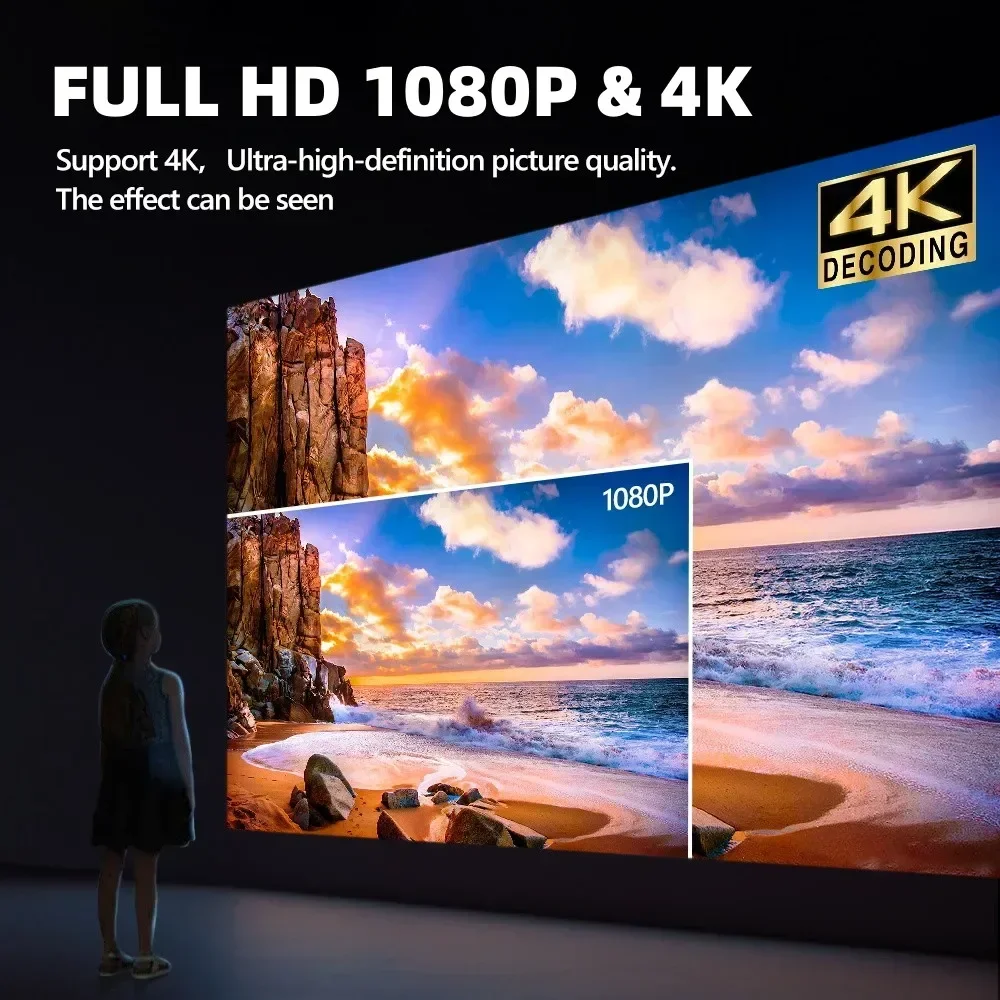 Proyector Inteligente Android 4K con Enfoque Automático, Proyector para Cine en Casa con WiFi 6, 3800 ANSI Lúmenes, con Karaoke