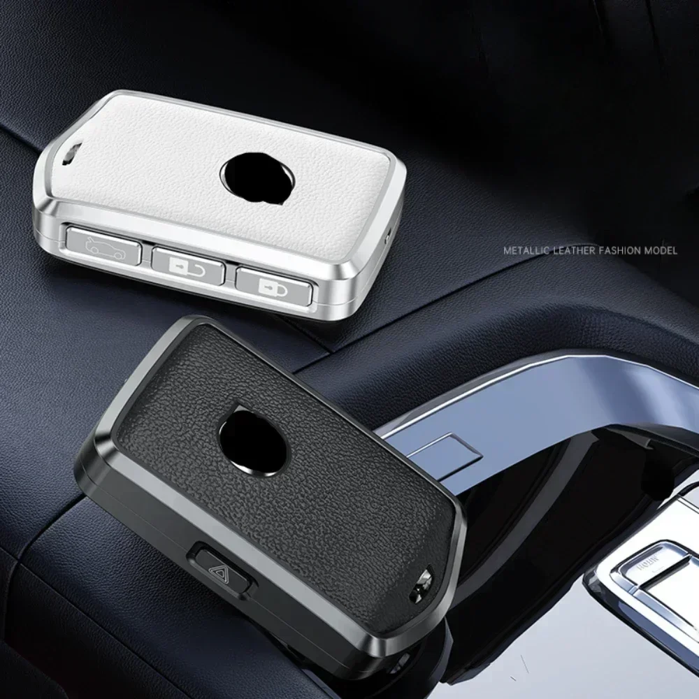 Funda de cuero de aleación de aluminio para llave de coche, carcasa para Volvo S90 S60 XC60 XC90 XC40 C40 V60 V90 T6 T8, llaveros de accesorios para automóvil