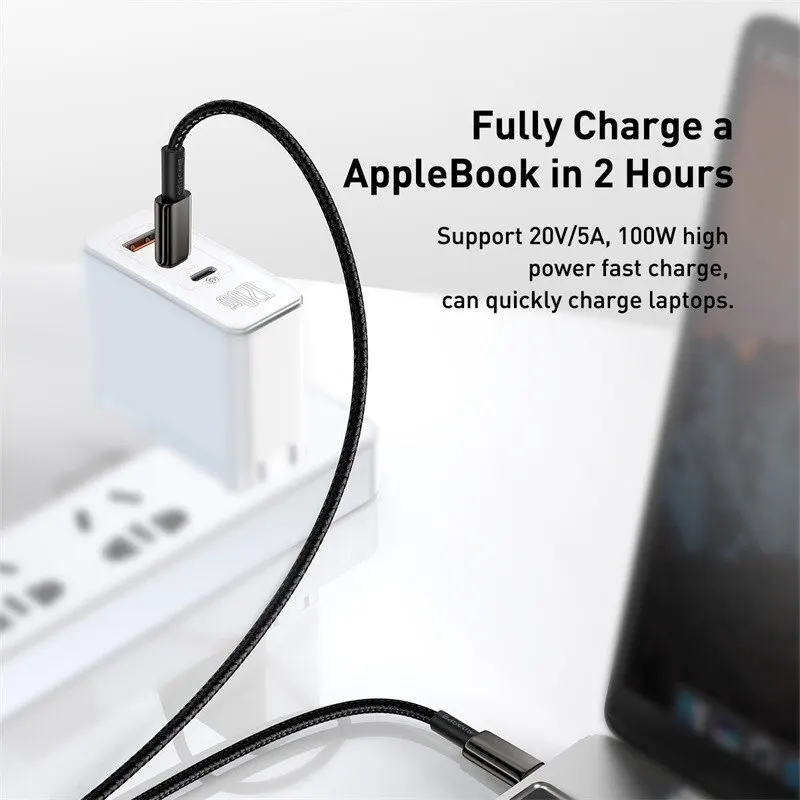Cable Baseus 100W tipo C para iPhone 15 USB C PD cargador rápido cable para Macbook Samsung Xiaomi tipo C cable USB C