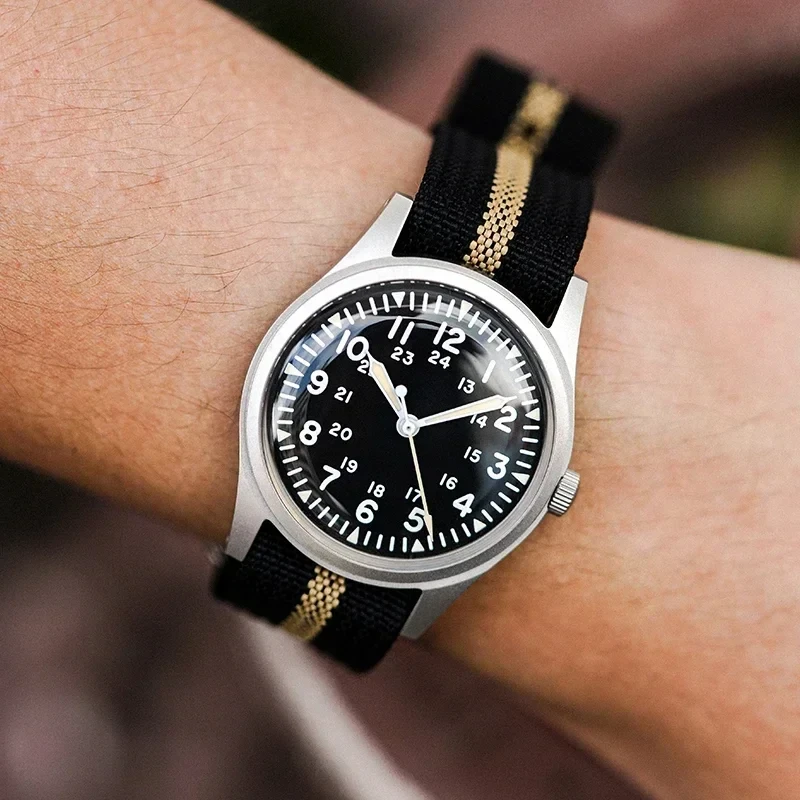 2025 nuevo RDUNAE RA03 34.5mm militar hombres reloj de cuarzo Vintage G10 Miyota 2035 relojes K1 cristal Mineral reloj de pulsera de acero inoxidable