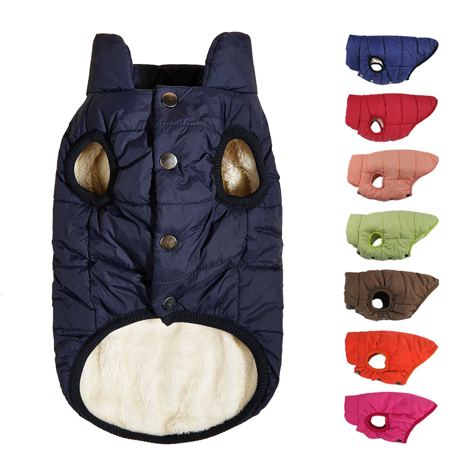 Ropa de invierno para perros, chaqueta cálida a prueba de frío para exteriores con forro polar de algodón, abrigo para cachorros de Bulldog Francés Chihuahua