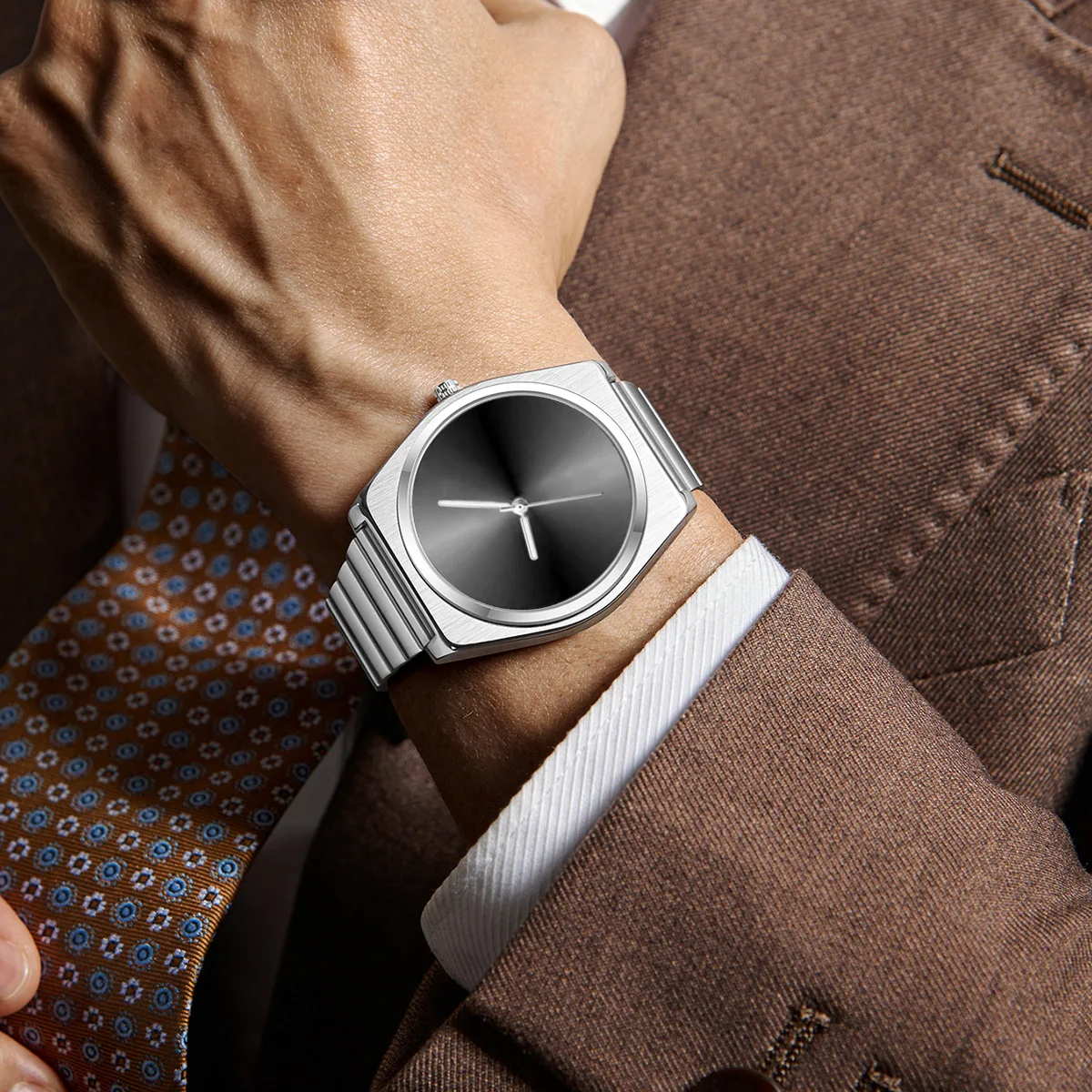 Reloj de Cuarzo para Hombre 2026 con Diseño de Esfera Redonda, Patrones Digitales Personalizados con Graffiti, Simple pero Retro, Elegante y de Alta Gama