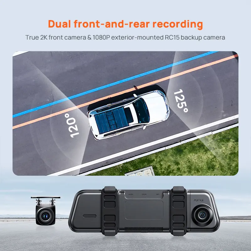 Cámara de Visión Trasera para Coche 70mai S410, Pantalla de Espejo de 9.35 Pulgadas, Delantera 2K, Trasera 1080P, Apertura F1.55, Supercondensador, Protección 24/7, 70mai S410