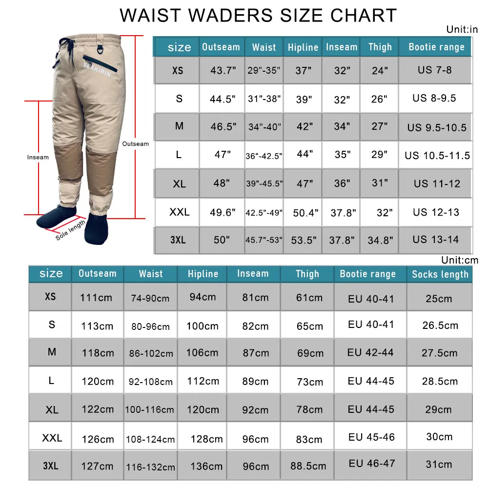 Pantalones de vadear Unisex, pantalón de cintura alta, transpirable, a la cadera, impermeable, para pesca, caza, canoa