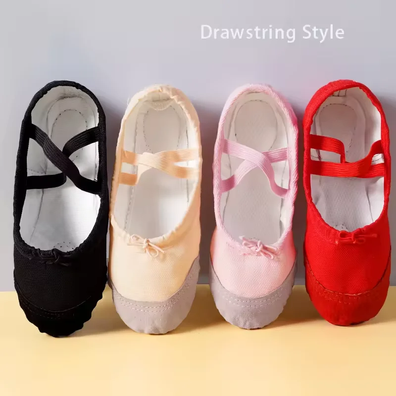 Zapatos de Ballet con cordón para niña, zapatos planos de baile de suela blanda para niño, zapatos de baile profesionales para adultos, zapatos de bailarina antideslizantes resistentes al desgaste