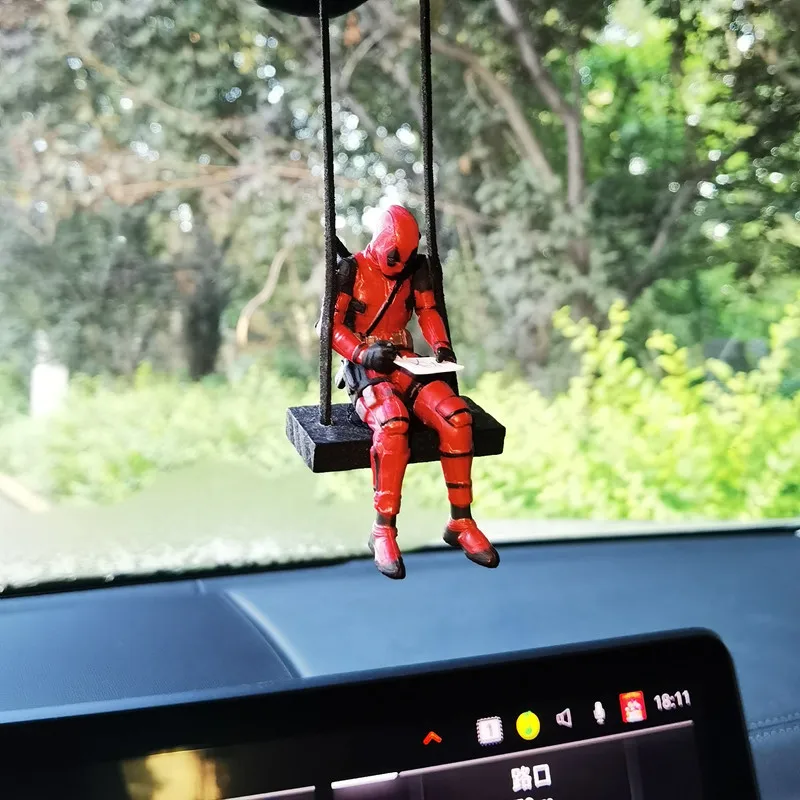 Figura de acción de Deadpool de Anime, decoración Interior de coche, juguetes, modelo sentado x-men, Mini figura colgante, accesorios de coche, regalo para niños