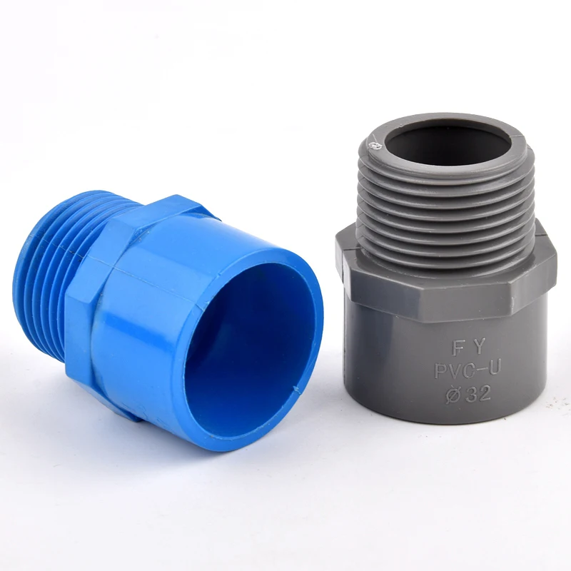 Conector recto de rosca macho de PVC de 1/2 "~ 1,5" a 20 ~ 50mm, junta de agua de alimentación para acuario, accesorios de tubería de agua de riego de jardín