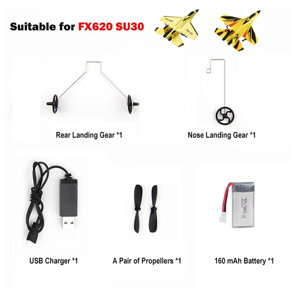Piezas de repuesto para avión FX620 SU35 SU30 RC, accesorios, hoja de hélice/traje de aterrizaje/asiento de aterrizaje/batería/cargador