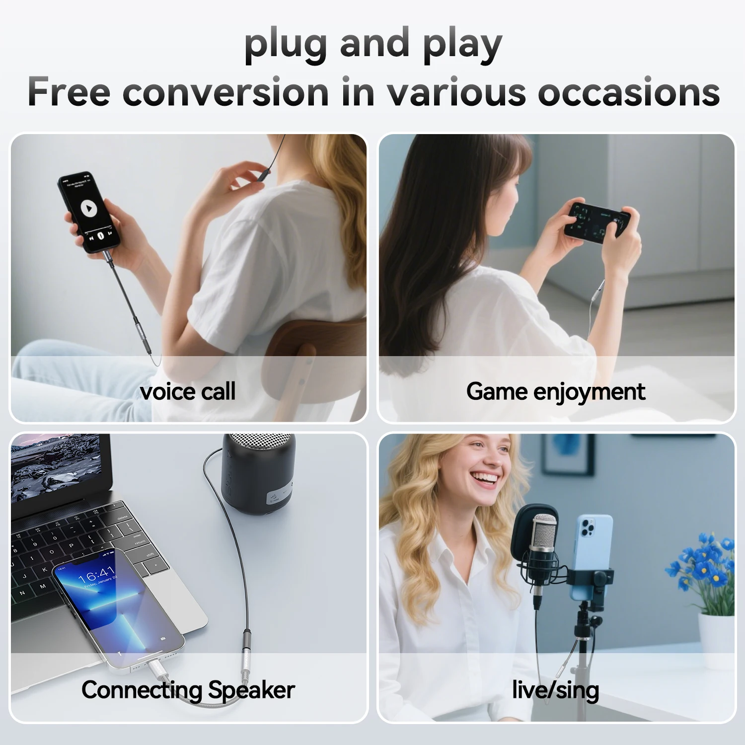 Adaptador SUNKANDI USB Tipo C a Conector de Auriculares Hembra de 3.5mm, Cable Adaptador de Audio USB C a Aux para iPad, Samsung, MacBook