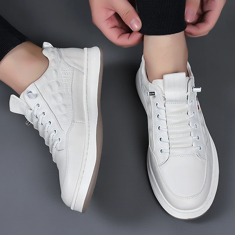 Zapatillas de deporte informales de cuero genuino para hombre, zapatos vulcanizados para senderismo, escalada, caza, exteriores, otoño e invierno, novedad