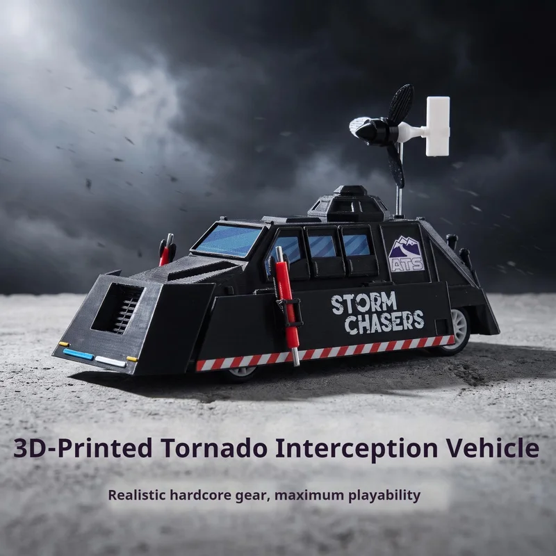 Modelo de Vehículo de Intercepción de Tornados Storm Chasers Tiv2 con Ruedas Móviles, Pintura a Color, Figura Coleccionable, Decoración de Escritorio