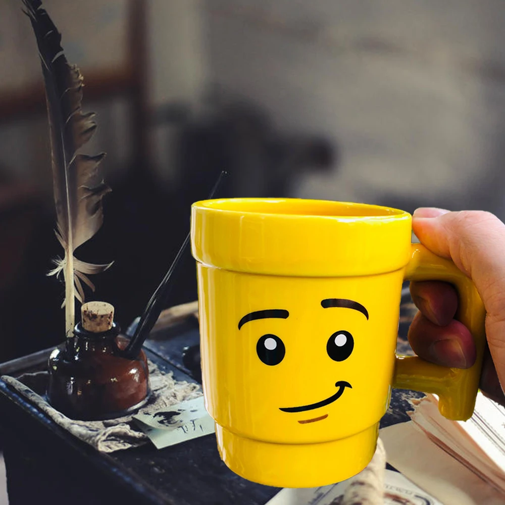 Taza de cerámica de dibujos animados de 250ML con figura de expresión de impacto bonita, patrón de cabeza, café, té de la leche, artículos para beber para pareja, amiga y familia