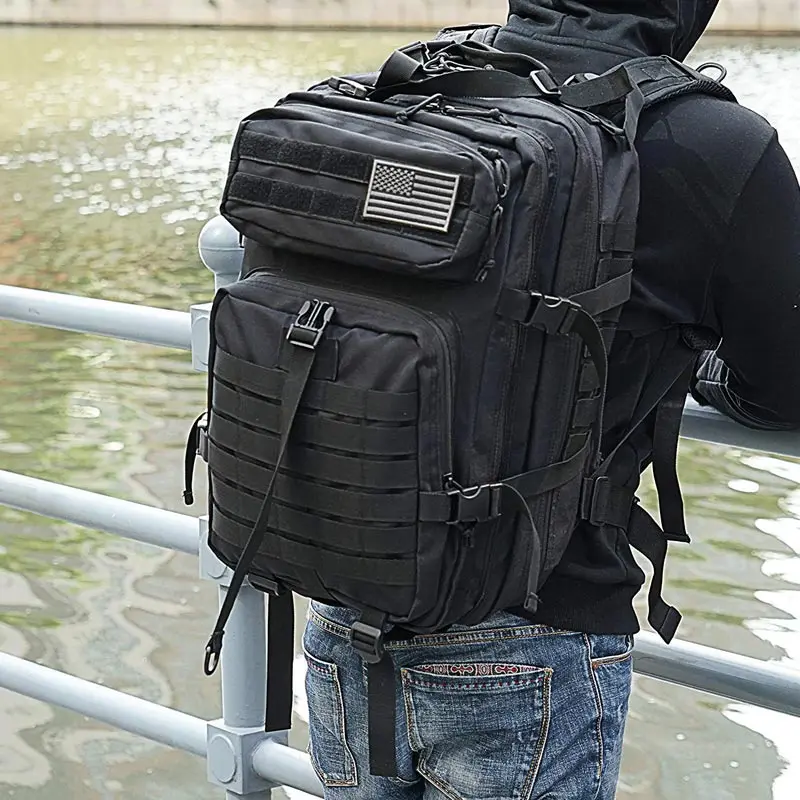 Mochilas tácticas para hombre de 50L, bolsas de viaje al aire libre, paquete escolar 3P EDC Molle para senderismo, bolsa de caza