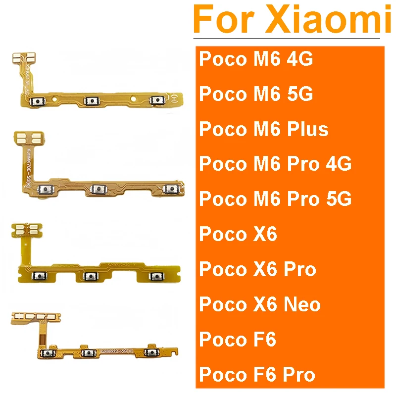 Para Xiaomi Poco M6 X6 F6 Pro Plus 4G 5G X6 Neo volumen de energía botón lateral Cable flexible cinta repuestos