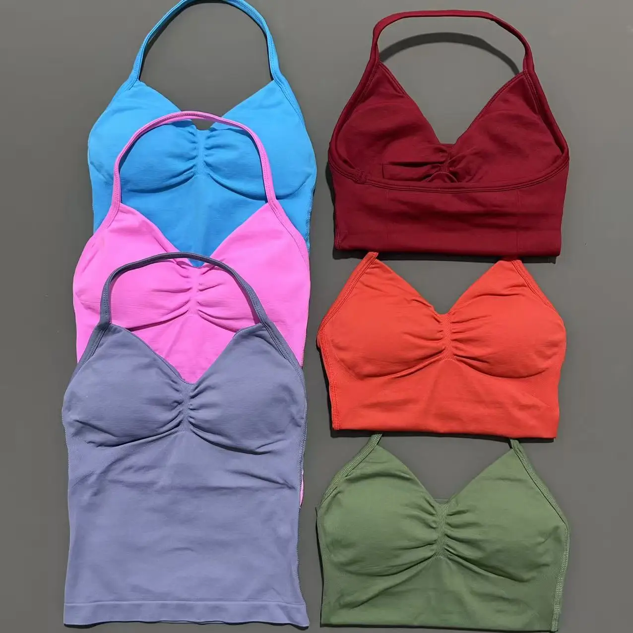 Histello-Top con tiras palangre para mujer, chaleco deportivo ajustado, ropa para Fitness, Top de Yoga, Tops con espalda abierta, entrenamiento de gimnasio, cuello Halter para correr