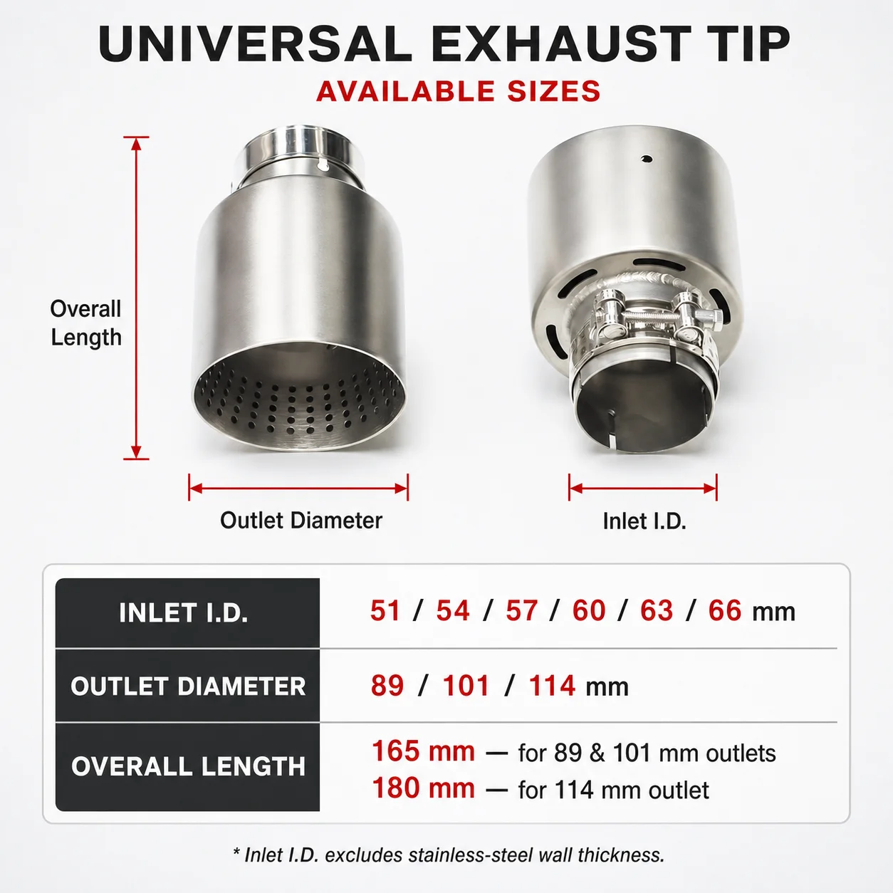 1 Uds. Sistema de punta de escape de coche de acero inoxidable mate, punta de escape Universal para VW GTI MK7 Golf7, boquilla de 60MM y 63mm, punta de silenciador