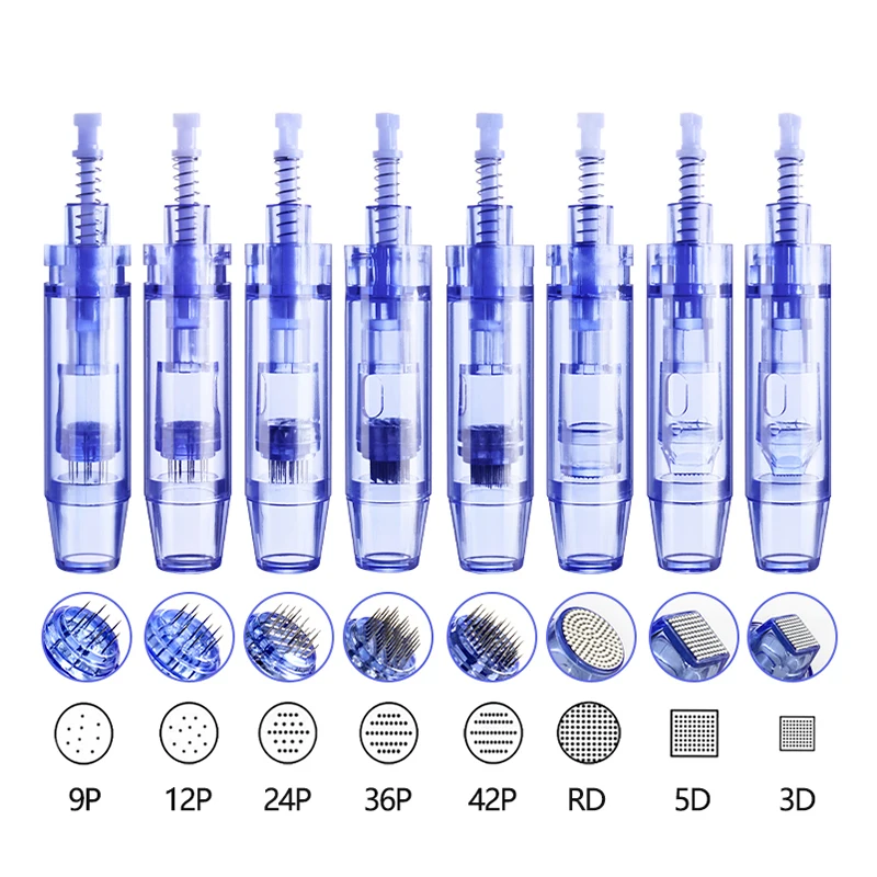50 Agujas de Bayoneta para Derma Pen A1 Nano/9Pin/12Pin/36Pin/42Pin, Cartuchos de Repuesto de 0.25mm para Microagujas