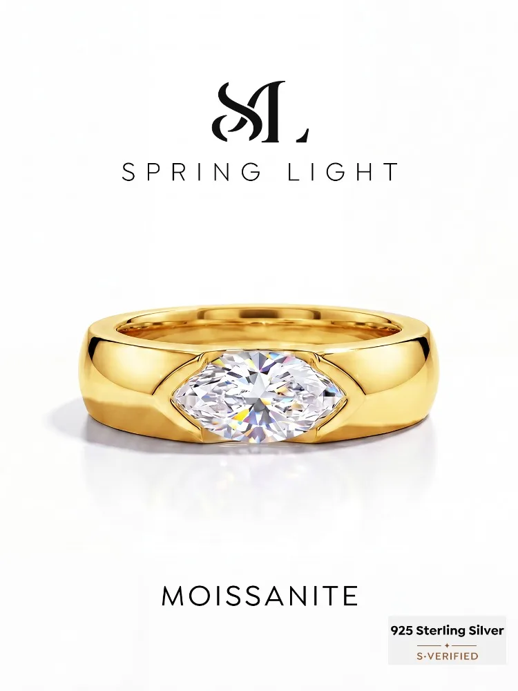 Anillo de Boda de Plata de Ley 925 con Diamante Moissanite Marquise de 1 Quilate, Anillos de Compromiso para Mujer, Joyería Fina de Regalo