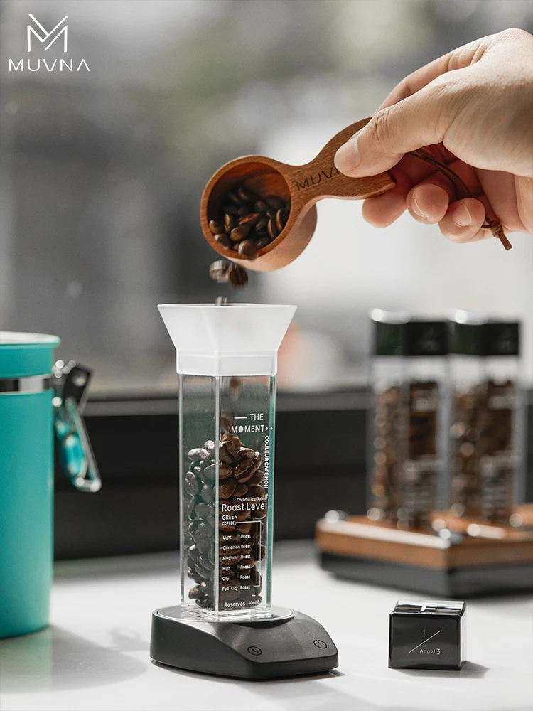 MUVNA-Mini Báscula Electrónica para Espresso, Precisión Exacta de 0.1g, Alta Precisión, con Pantalla LED, Báscula de Café Portátil, Recipiente para Polvo, 0.1g