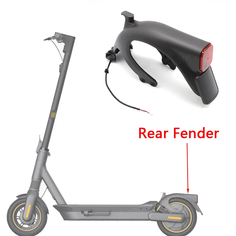 Conjunto de guardabarros trasero Original para patinete eléctrico Ninebot de Segway Max G2, guardabarros KickScooter G65 con piezas de luz trasera