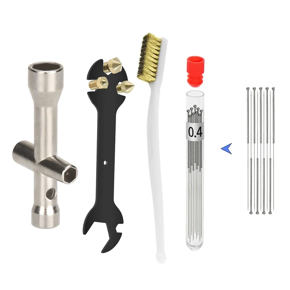 13 Uds 13 en 1 llave + Mini toma cruzada + cepillo de boquilla + agujas de limpieza para herramientas de piezas de impresora 3D Ender 3 E3D / MK8